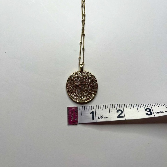 Round Pave Rhinestone Pendant With Chain - Picture 5 of 5